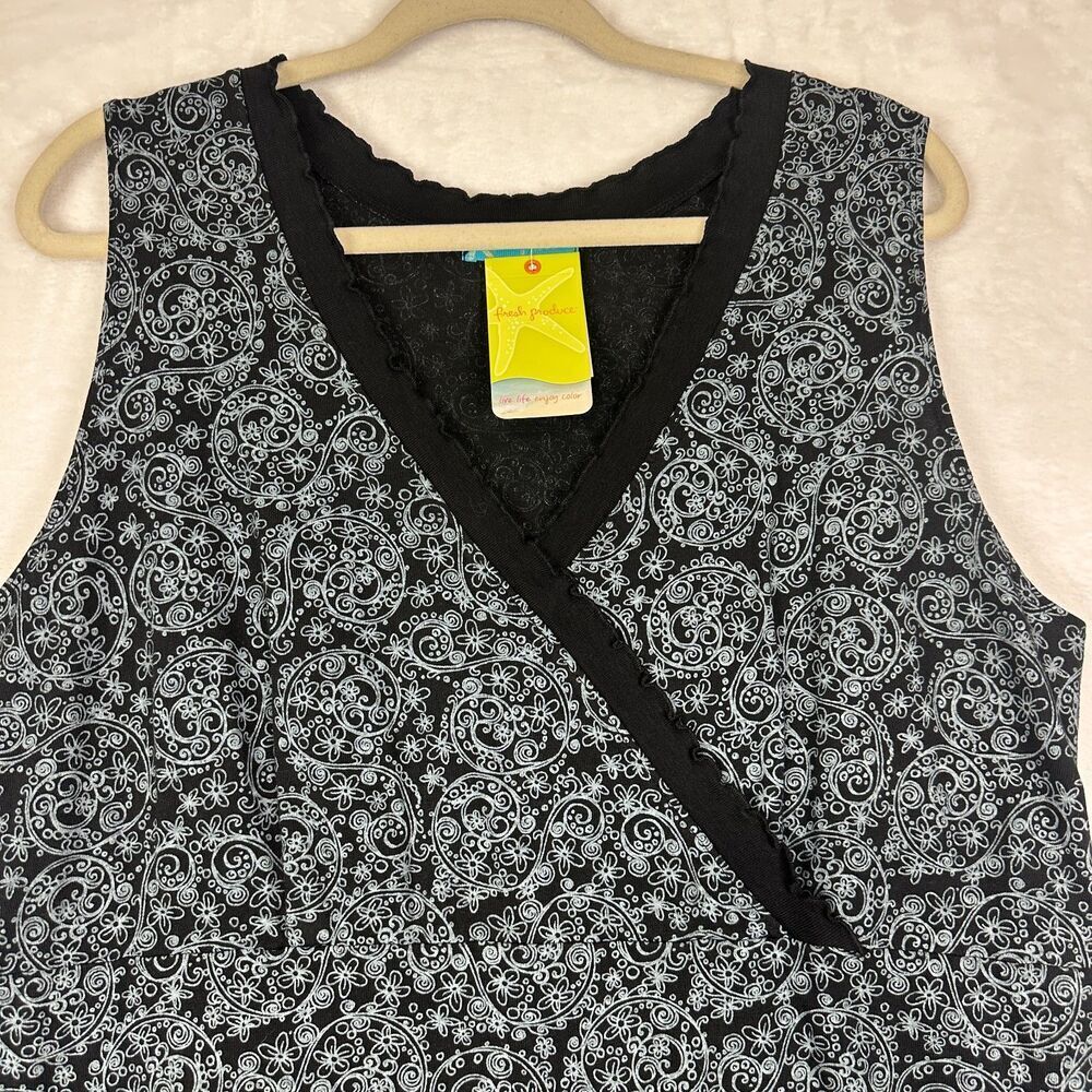 Fresh Produce Surplice Dress Size XL Black Summer Swirls NEW Paisley Sleeveless - Picture 3 of 6